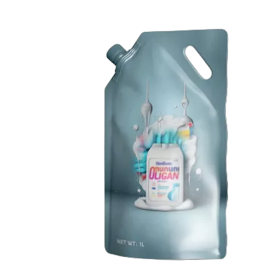 A laundry detergent bag with suction nozzle A laundry detergent bag with suction nozzle